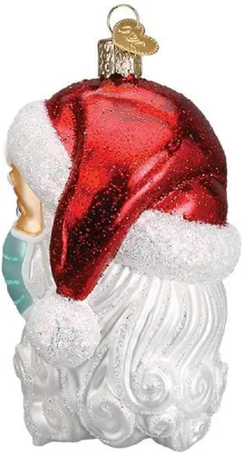 Miniatura 3 de Old World Christmas Adornos de Papá Noel con máscara facial Adornos soplados de vidrio para árbol de Navidad