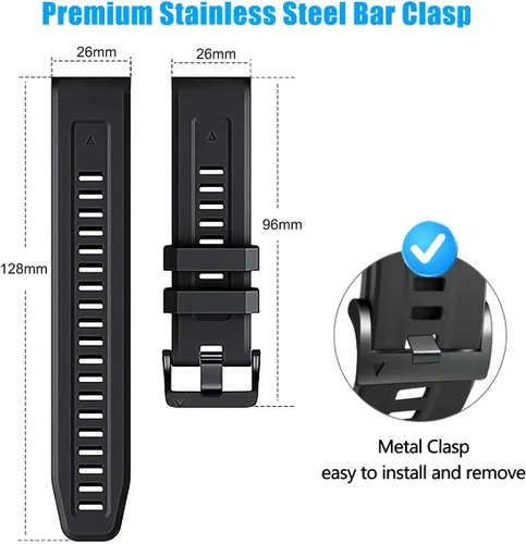 Miniatura 4 de ZPJPPLX 1.024 in compatible con Garmin Fenix 8 AMOLED 2.008 in/8Pro/7X Pro/6X Pro/7X/6X/5X Plus/5X, correa de reloj de silicona para Descent Mk2i