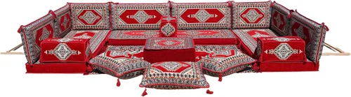 Miniatura 69 de arabicsofa Cojines de piso árabe en forma de U – Sofá tradicional Majlis con sofá otomano