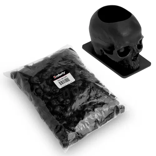 Saferly Tapas de tinta de tatuaje de calavera para tatuaje, soporte de pigmento desechable con base, suministros de tatuaje de maquillaje permanente