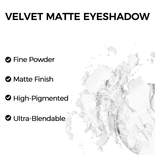 Miniatura 4 de Erinde Paleta de sombra de ojos blanca mate, sombra de ojos en polvo prensado blanco, ultra mezclable, color pigmentado, larga duración, base de 201