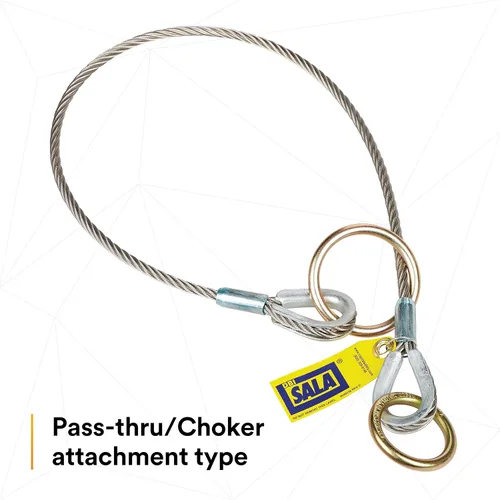 Miniatura 3 de 3M DBI-SALA 5900550 Conector de anclaje, adaptador de amarre de cable de 4 pies, tipo pasante, plateado