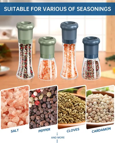 Miniatura 6 de CIRCLE JOY Juego de molinillo manual de sal y pimienta para chef profesional, salero y pimentero recargables con cuchillas de cerámica, grosor