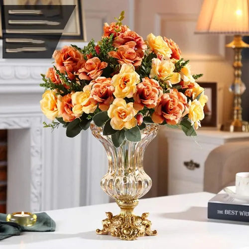 Miniatura 2 de Jarrones de flores grandes elegantes para mesa de cocina, comedor, sala de estar, decoración del hogar, flores de vidrio grandes retro europeas