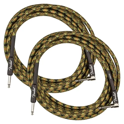 Miniatura 19 de Fender Cable de instrumentos de lujo de 10 pies, ángulo recto, tweed negro, paquete de 2