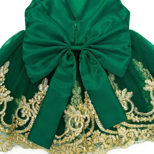 Miniatura 6 de 3M-3T - Vestido de niña para bebé, vestido de boda, vestido formal de encaje bordado + diadema