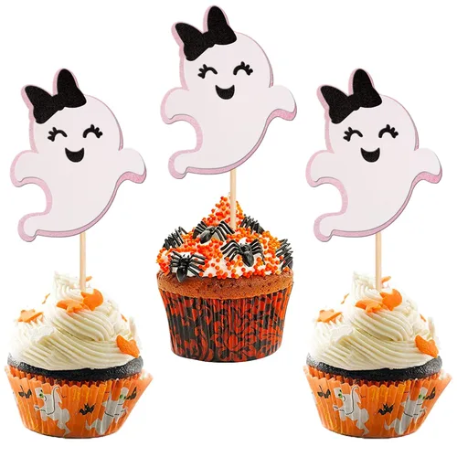 Miniatura 14 de 30 piezas de adornos para cupcakes con purpurina – Púas de cupcakes de Halloween para niños, cumpleaños, festival, fiesta, decoración de pasteles