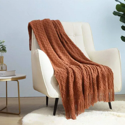 Miniatura 16 de CREVENT Manta de punto bohemio de granja para sofá, silla, cama, decoración del hogar, suave, cálida, acogedora, ligera para primavera, verano