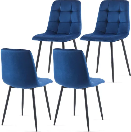 Miniatura 11 de NORDICANA Juego de 2 sillas de comedor, sillas de cocina tapizadas, sillas laterales de terciopelo negro con cómodos cojines y patas de metal
