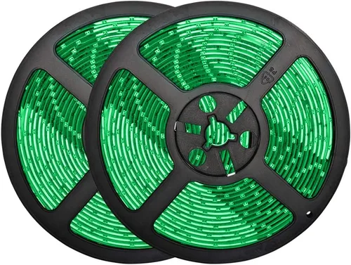 Tiras de luces LED verdes de 32.8 pies, impermeables IP65 SMD2835 regulables 600 LEDs 12V cortables para gabinete, automóvil, bar, dormitorio -