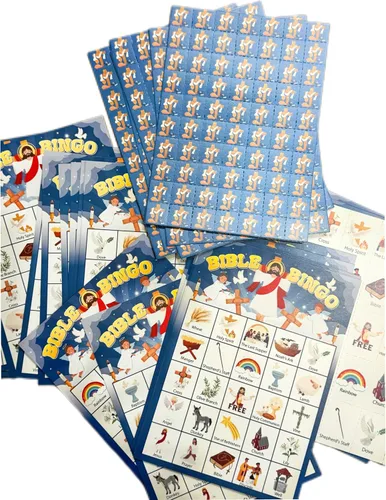 Miniatura 5 de Juego de bingo bíblico para 24 jugadores, juego de bingo para adultos, actividad de la iglesia dominical cristiana de Jesús, suministros