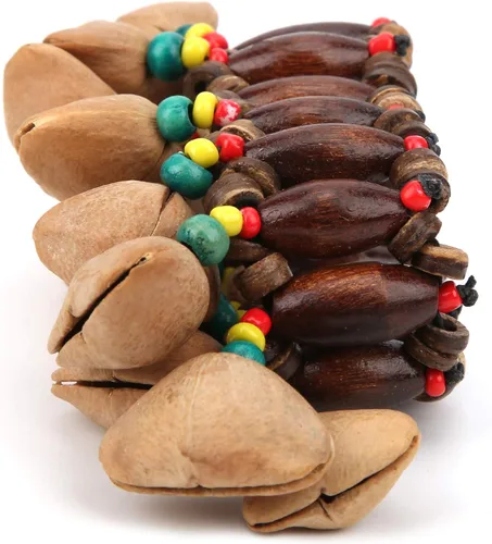 Miniatura 2 de RiToEasysports Pulsera de tambor africano, hecha a mano, con concha de nuez, percusión, pulsera tribal africana con sonido nítido para los amantes