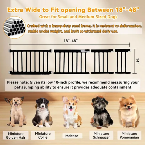 Miniatura 2 de Puerta para Perros, SHYUJAJIE Puerta Corta Ajustable Extra Ancha para Perros, Puerta Pequeña para Mascotas con 4 Kits de Extensión, Montada a Negro