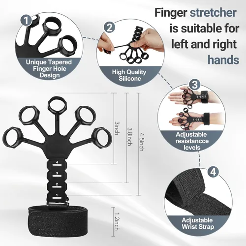 Miniatura 6 de Kits de entrenamiento de fuerza de agarre (paquete de 5), fortalecedor de antebrazo con resistencia ajustable, probador de fuerza de agarre