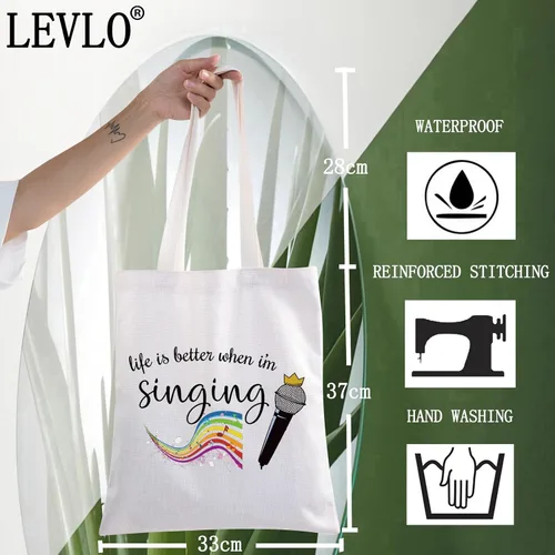 Miniatura 2 de LEVLO Bolsa de maquillaje cosmética para cantar, regalo para amantes de la música, la vida es mejor cuando estoy cantando maquillaje con cremallera