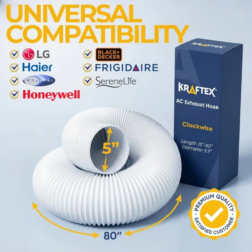 Miniatura 6 de Kraftex Manguera de aire acondicionado. Ventilación de manguera de escape de CA portátil. Compatible con LG, Delonghi y muchos más acondicionadores