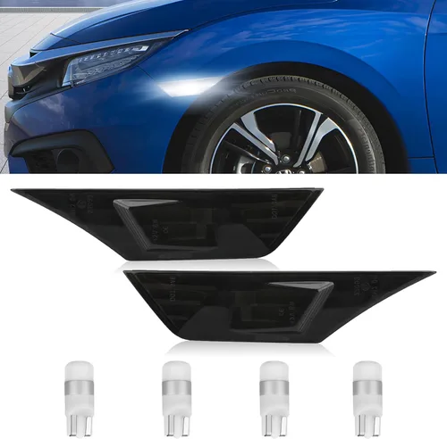 Miniatura 9 de Bestview 2 luces de posición laterales para Honda Civic de 10ª generación 2016-2021 Coupé Hatchback: lente ahumada parachoques delantero, luces