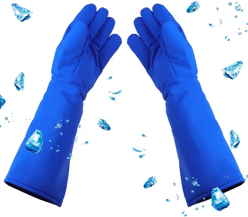 Guantes criogénicos impermeables Guantes de piel de vaca de protección de baja temperatura para almacenamiento en frío de nitrógeno líquido de hielo