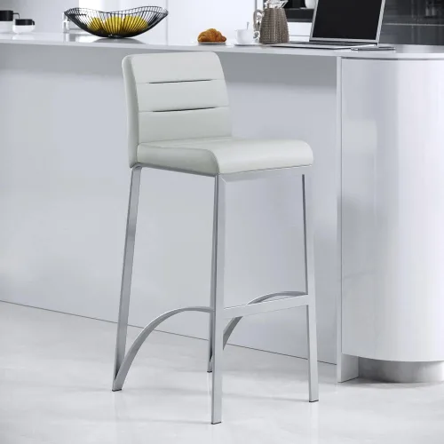 Miniatura 11 de Zuri Furniture Lynx Taburete de bar contemporáneo con base de metal, color gris