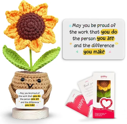 Miniatura 10 de Gossby - Regalo Inspirador para Mujeres - Girasol Positivo Tejido a Mano - A veces Olvidas Que Eres Increíble - Regalo de Navidad, Cumpleaños, A