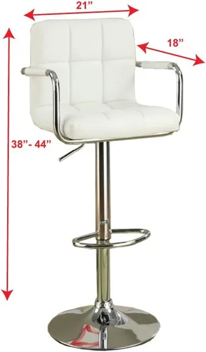 Miniatura 3 de Poundex Juego de taburetes de bar en forma de L, 2 piezas, color blanco