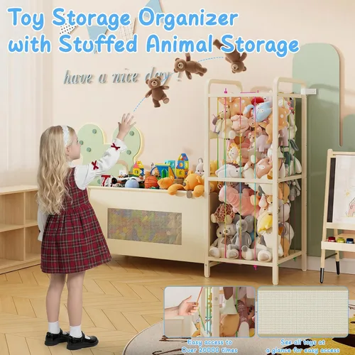 Miniatura 3 de Organizador de almacenamiento de juguetes B10 con almacenamiento de animales de peluche, caja de juguetes grande y soporte para animales de peluche