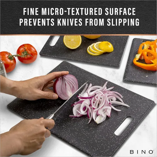 Miniatura 8 de BINO - Tabla de cortar de 3 piezas Plástico libre de BPA, duradero, multiusos, de doble cara, apto para lavavajillas, fácil de limpiar Granito