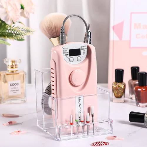 Miniatura 7 de Noverlife Caja de almacenamiento de brocas para mini taladro de uñas de 10 agujeros y brocas, organizador transparente de brocas de lima para uñas