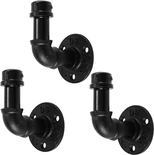 Ganchos para toallas de baño para colgar, paquete de 3 toalleros industriales vintage, color negro, gancho resistente para colgar en la pared,