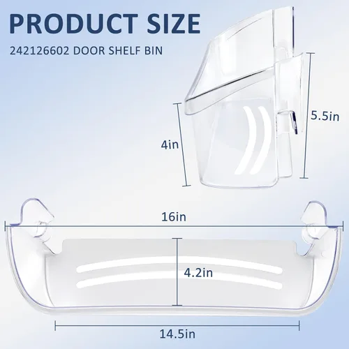 Miniatura 2 de 242126602 Estante de puerta de repuesto compatible para Frigi-daire Cro-sley Refrigerador Bin-por MIFLUS/Se ajusta a Ffss2625ts0 Estante lateral