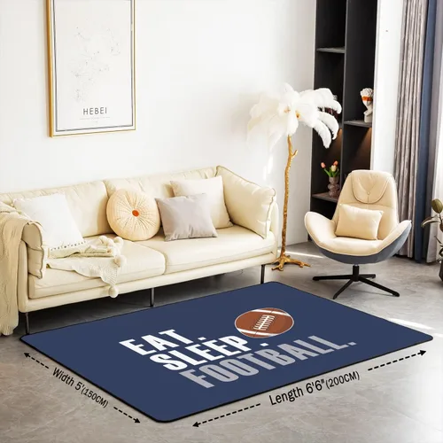 Miniatura 2 de Alfombra de rugby de 3 x 5 pies para sala de estar, para dormitorio, niños, niñas, mujeres, hombres, azul, para comer dormir, fútbol, decoración