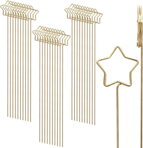 Luomorgo 40 tarjeteros florales dorados, clips de metal para fotos y números de mesa, púas florales de alambre reutilizables para bodas, decoración