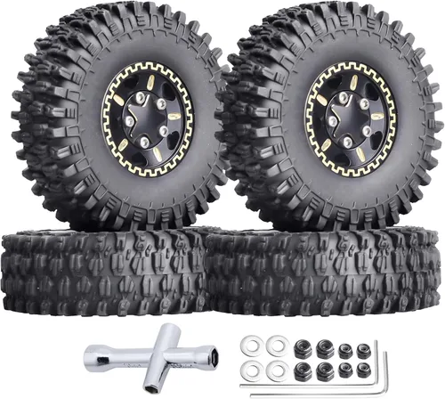 Hobbypark Ruedas y neumáticos Beadlock de latón 1.0 para TRX4M actualizaciones Axial SCX24 1/24 RC Crawler piezas de repuesto, juego de 4 (tipo A)