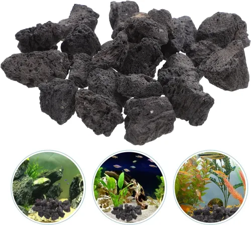 Miniatura 9 de IMIKEYA Black Stones 1 paquete de piedras naturales decorativas para paisajismo, rocas volcánicas para cuencos de fuego, hogueras, juegos de troncos