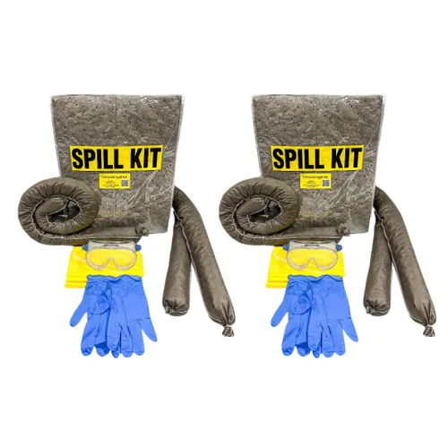 Kit universal contra derrames – Bolsa portátil grande de respuesta rápida – 20 almohadillas absorbentes universales y 3 calcetines absorbentes +