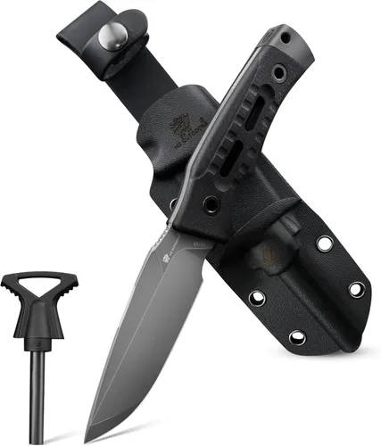 Miniatura 9 de HX OUTDOORS Cuchillo de Hoja Fija para Acampar con Iniciador de Fuego, Cuchillo de Supervivencia Bushcraft de Acero DC53 Premium con Espiga Completa