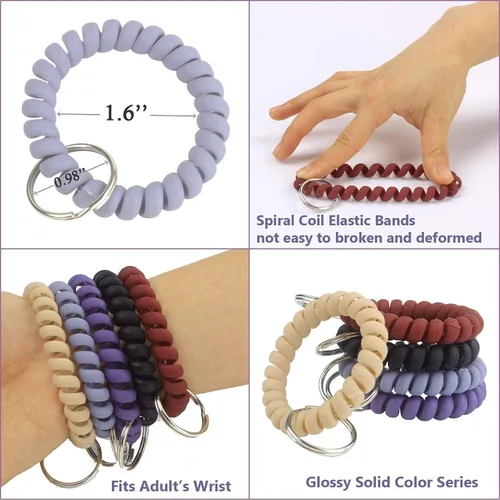 Miniatura 3 de Paquete de 5 pulseras elásticas en espiral de bobina de plástico de colores mixtos, Plástico, Sin gemas.