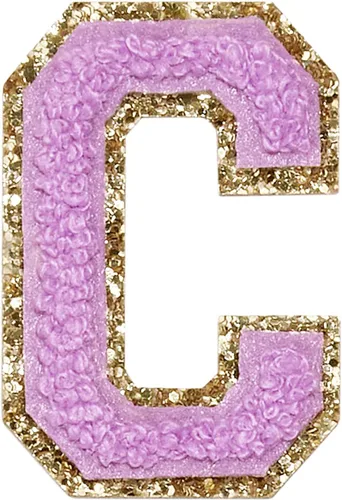 Miniatura 7 de Parches de letras de felpilla para planchar con purpurina, parches bordados con borde dorado, parches para coser en ropa, sombrero, camisa, bolsa