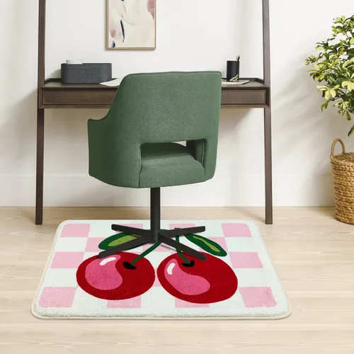 Miniatura 7 de SHIYUE Bonita alfombra de baño de cerezo a cuadros, antideslizante, extra suave, esponjosa, absorbente, de microfibra, divertida decoración de ducha