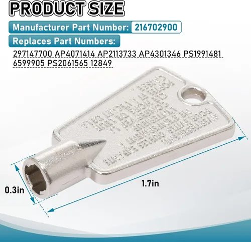 Miniatura 2 de 216702900 Llaves de puerta de congelador de metal, compatibles con Frigidaire, Kenmore, GE, reemplaza AP4071414 PS2061565 AP2113733 AP4301346