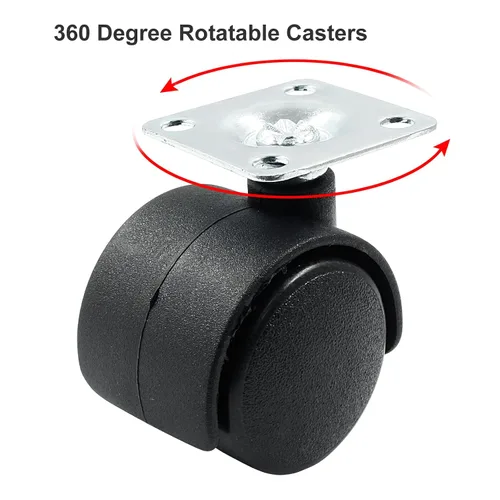 Miniatura 3 de 4 piezas de ruedas giratorias de 1 pulgada, ruedas de placa de nylon negro, ruedas giratorias de placa resistente de repuesto para muebles, carro