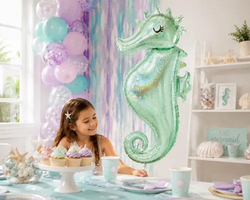 Miniatura 2 de Anagram - Globo holográfico brillante con forma de caballito de mar de 38 pulgadas