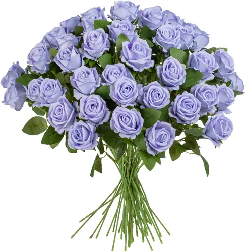 Miniatura 11 de Flores artificiales, rosas táctiles, ramo de rosas falsas, tallo de flores para centros de mesa de boda, corona de bricolaje, decoración del hogar