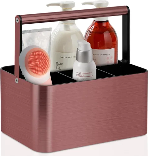 Miniatura 10 de BYUNER Organizador de Ducha Negro Portátil: Organizador de Baño de Plástico para Encimera, Organizador de Limpieza con Asa, Cesta de Ducha Rígida