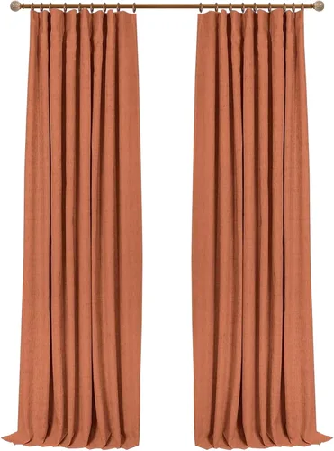 Miniatura 29 de INOVADAY Cortinas 100% opacas para dormitorio, cortinas opacas de 84 pulgadas de largo, cortinas opacas de lino con anillos de clip, aislamiento