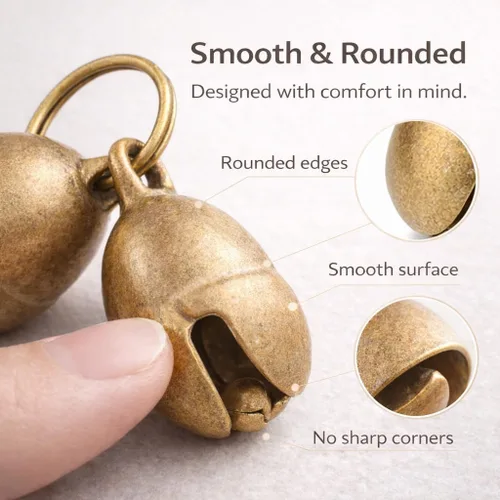 Miniatura 2 de kcrygogo Campana de latón para perros medianos/grandes, campanas fuertes y claras para collar o mordedura de timbre (4 unidades), Cobre Latón