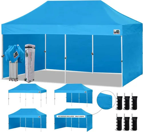 Miniatura 105 de Eurmax Tienda de campaña desplegable de 8 x 8 de Estados Unidos, con bolsa rodante patentada sin puntas, 4 paredes extraíbles con cremallera, toldo