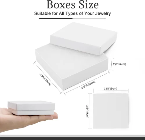 Miniatura 3 de opaprain Cajas de regalo blancas de cartón para joyas, paquete de 20 cajas de regalo de 3.5 x 3.5 x 1 pulgadas, se aplica a la exhibición