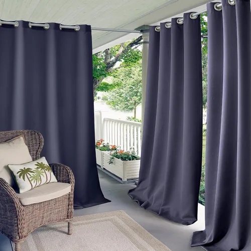 Elrene Home Fashions Panel de cortina de ventana con ojales y protección UV para interiores y exteriores