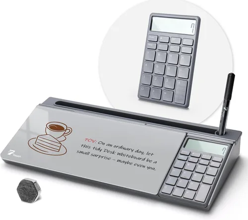 Miniatura 11 de TOWON Pizarra blanca pequeña y compacta de vidrio con almacenamiento, pizarra de borrado en seco de 12 x 7 pulgadas para escritorio, oficina